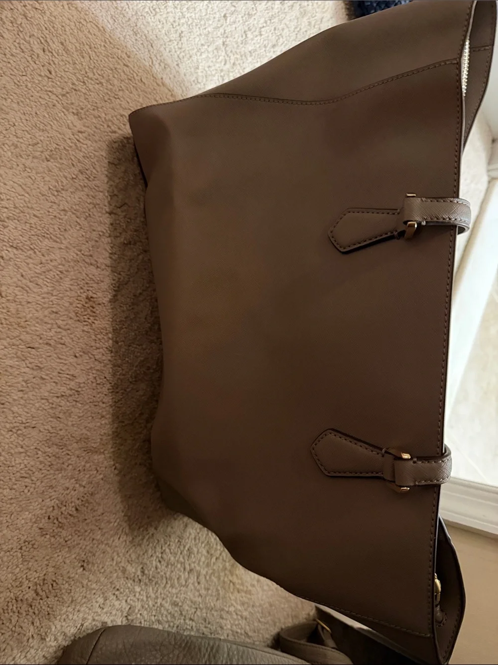 Tory Burch Taupe Brown Leather Tote with Gold Hardware